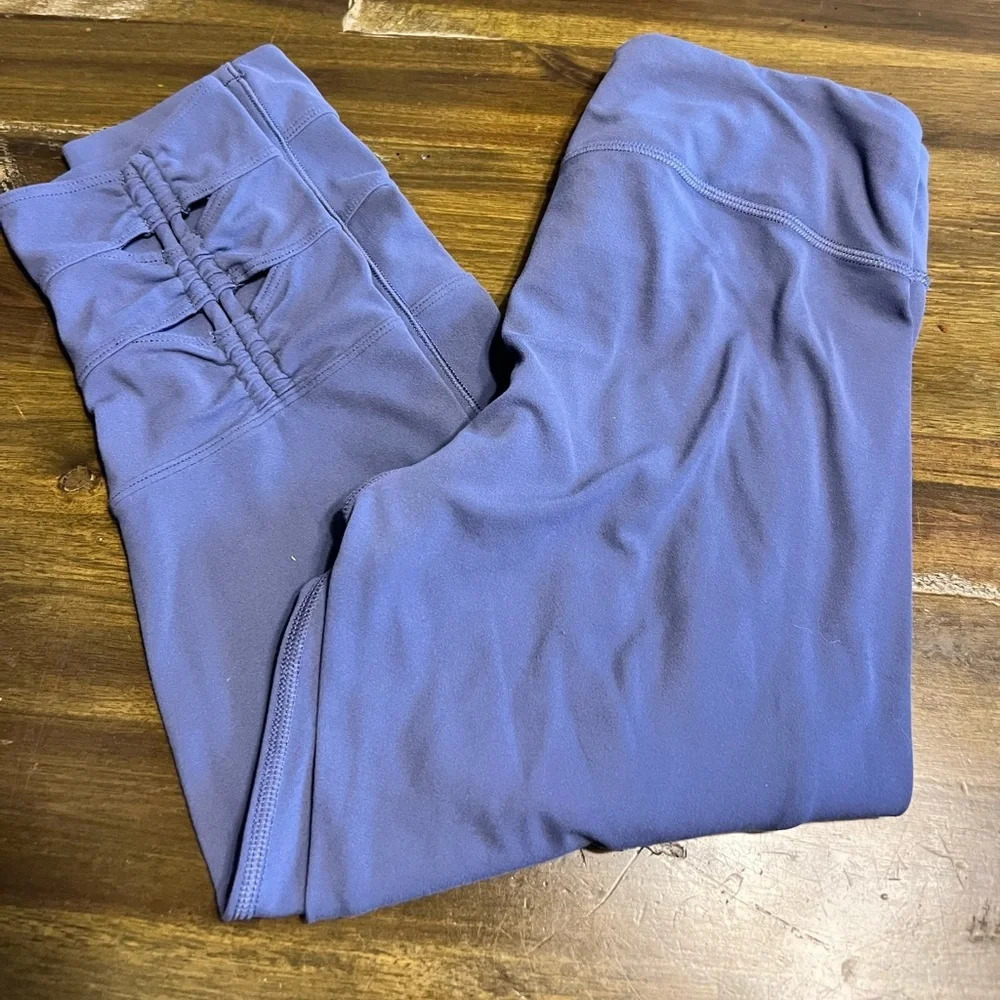Athleta Girl Blue Leggings Large 12 Cropped Ankle